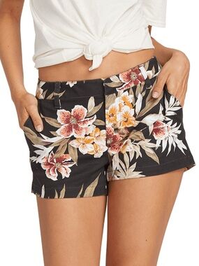 Volcom Black FROCHICKIE Floral Print Women's Shorts